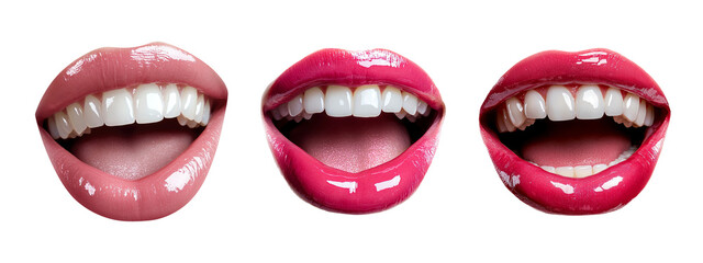 Obraz premium Close-up View of Vibrant Lips with Different Expressions and Smiles