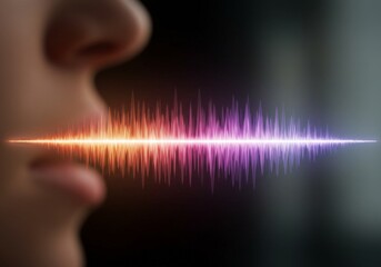 A person speaks, generating sound waves that propagate through air and reach our ears.