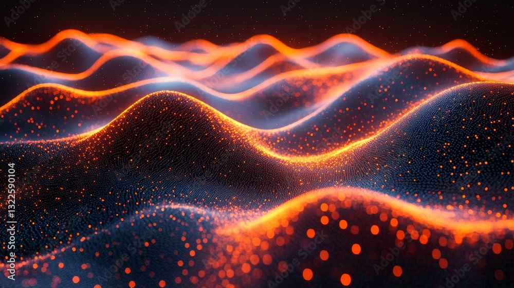 Poster a 3d illustration of crypto waves, visualized as wavy lines in the information code field, represent