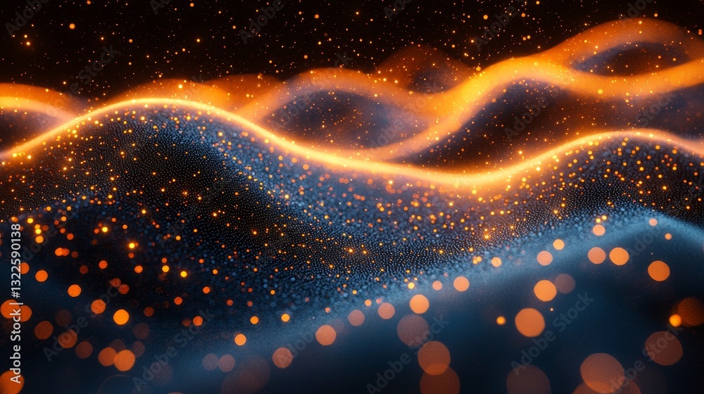 Poster crypto waves depicted through a 3d illustration featuring wavy lines in an information code field, i