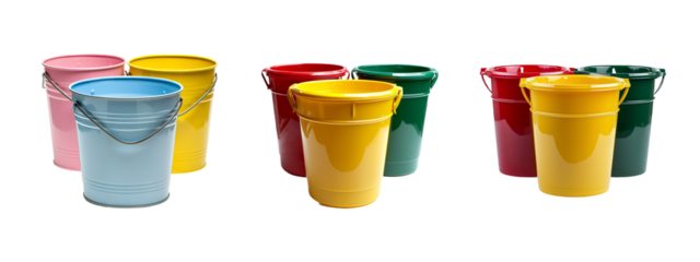 Colorful Buckets Arrangement for Cleaning and Home Improvement Projects