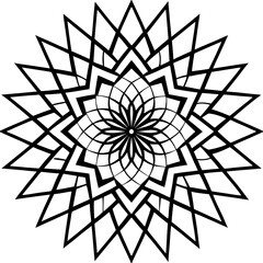 Obraz premium Black vector snowflake and tree ornament illustration with geometric pattern elements