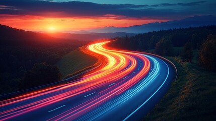 A fast-paced futuristic visual with dynamic blue and red rays. This composition represents technological development, innovation, and the energetic essence of modern life