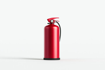 Obraz premium Roter Feuerlöscher steht auf hellem Hintergrund als Sicherheitsmaßnahme