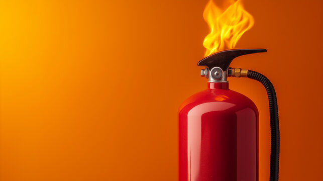 Roter Feuerl&ouml;scher auf orangenem Hintergrund in warmem Licht

