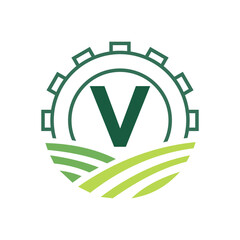 Agriculture Logo On Letter V. Agro Farming Logo Symbol Vector and Template