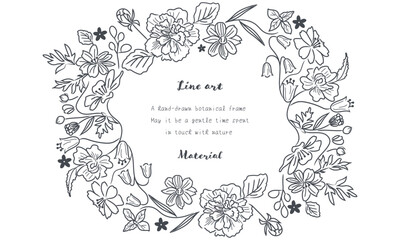 ボタニカルな線画のフレーム