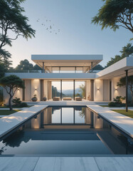 Fototapeta premium Luxury Retreats – Stunning Villa Illustrations for High-End Architecture & Real Estate