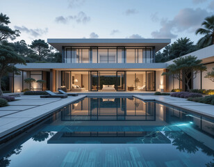 Fototapeta premium Luxury Retreats – Stunning Villa Illustrations for High-End Architecture & Real Estate