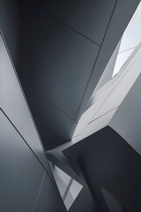 abstract geometric background. abstract composition of metallic, angular shapes with sharp edges and reflective surfaces. The sleek, modern design emphasizes geometry, light, and shadow play.