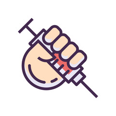 A Determined Hand Firmly Grips A Syringe, Ready To Administer Vital Medicine, A Symbol Of Hope And Healing In A Bold, Line-art Style