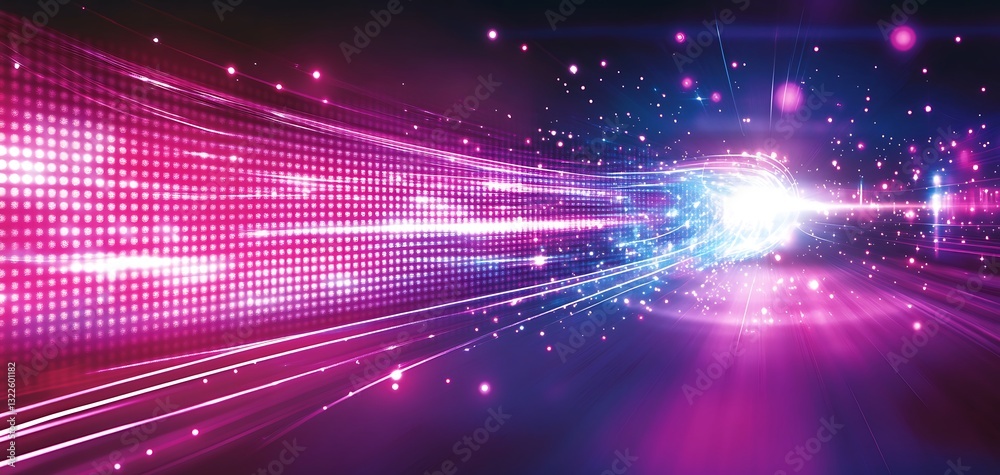 Poster luminous data streams with vibrant colors and particle effects design