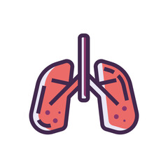 Healthy Lungs Breathing Freely, A Vibrant Illustration Showcasing The Bodys Essential Respiratory System With A Bold Outline And Muted Color Palette