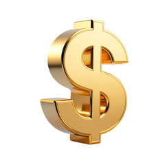 Obraz premium A large golden dollar sign on a white or transparent background.