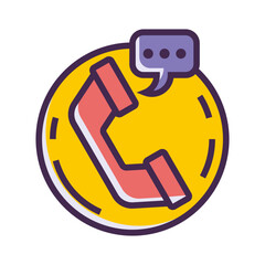A Cheerful Phone Icon Ready To Connect You With Friendly Chat And Vibrant Communication In A Bold Yellow Circle And Simple Line Art Style