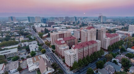 Aerial view of San Jose State University (SJSU), California, USA, showcasing the urban landscape at...