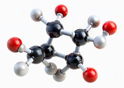 Macro 3D Rendering: Dimethoxyethane (Ethylene Glycol Dimethyl Ether) Molecular Structure on White