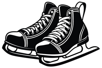 Vector illustration of classic ice skates for ladies black silhouettes