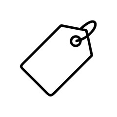 Blank price tag icon, black outline on white. Use for retail, e-commerce, sales, and product labeling.