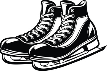 Ice Skate Laces Silhouette on White Background