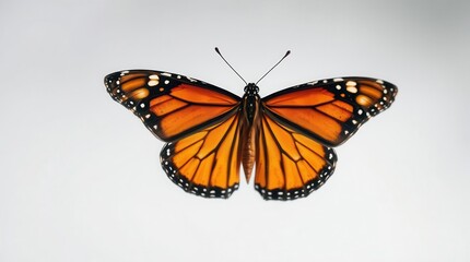 Obraz premium Large Monarch Butterfly Isolated on Gray Background