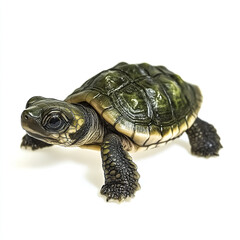 Obraz premium baby turtle on white background, looking curious