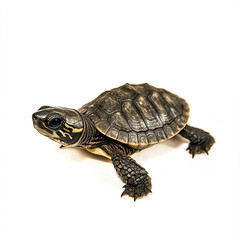 Obraz premium baby turtle on white background, looking curious