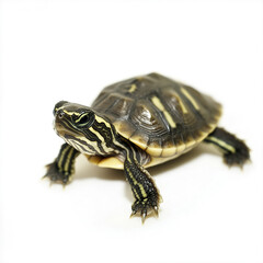 Fototapeta premium baby turtle on white background, showcasing its intricate shell