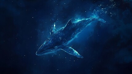 Fototapeta premium Celestial Whale: A Majestic Creature Navigating the Cosmic Depths