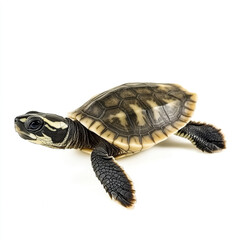 Obraz premium baby turtle on white background, showcasing its detailed shell