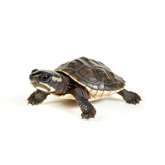 Obraz premium baby turtle on white background, showcasing its detailed shell
