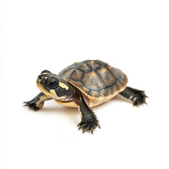 Obraz premium baby turtle on white background, showcasing its detailed shell