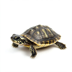 Obraz premium baby turtle on white background, showcasing its intricate shell