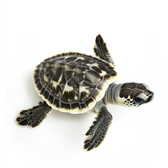 Obraz premium baby turtle with intricate shell patterns on white background