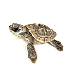 Obraz premium baby turtle with detailed shell pattern on white background