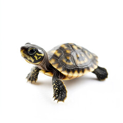 Obraz premium baby turtle on white background, looking curious