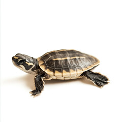 Obraz premium baby turtle on white background, showcasing its detailed shell