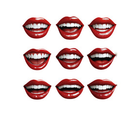 Obraz premium Collection of Cartoon Lips with Red Lipstick and Various Expressions