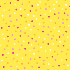 Party dots Celebration Confetti, Yellow Seamless pattern