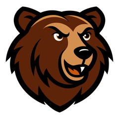 Brown Bear head mascot logo design vector