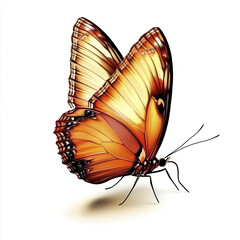 beautiful butterfly with vibrant orange wings on white background