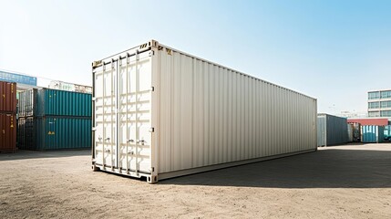 Naklejka premium Containers in shipping yard, shipping port.