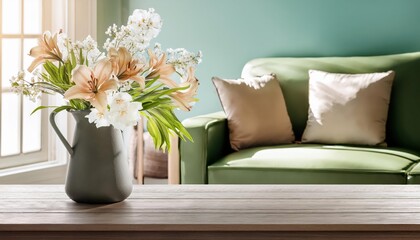 Vibrant Spring Flowers in a Modern Interior A Fresh Blossom Explosion Filling a Contemporary Space with Warmth and Optimism