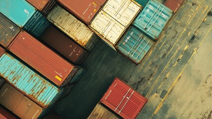 Fototapeta premium Containers in shipping yard, shipping port.