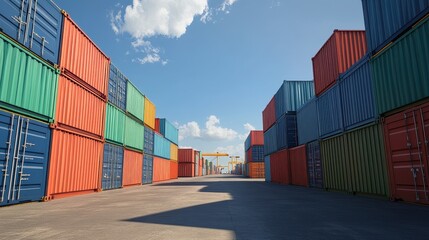 Fototapeta premium Containers in shipping yard, shipping port.