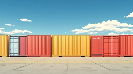 Fototapeta premium Containers in shipping yard, shipping port.