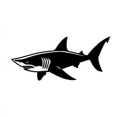 Obraz premium Black shark icon on white background, stylized design