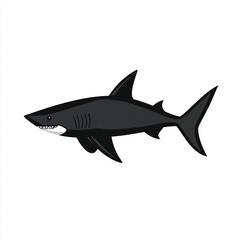 Fototapeta premium black shark icon on white background, stylized and simple
