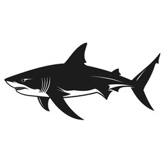 Black shark icon on white background, stylized design