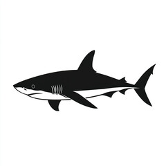 Obraz premium Black shark icon on white background, stylized design